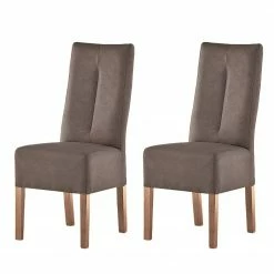 Maison Belfort Chaises capitonnées Funny II (lot de 2) - Marron / Chêne