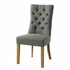 Maison Belfort Chaises Waroona (lot de 2) - Tissu / Chêne massif - Gris / Chêne -Chaises Boutique polsterstuhl waroona webstoff 2er set eiche massiv grau eiche 4847480