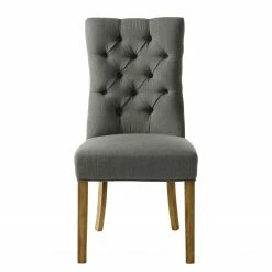 Maison Belfort Chaises Waroona (lot de 2) - Tissu / Chêne massif - Gris / Chêne -Chaises Boutique polsterstuhl waroona webstoff 2er set eiche massiv grau eiche 4847484